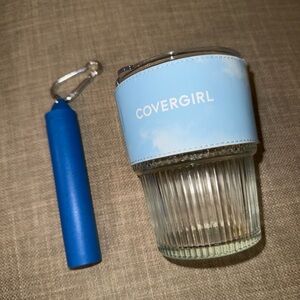 COVERGIRL Light Blue Glass Tumbler with Straw